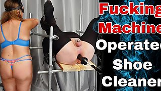 Fucking Machine Operated Shoe Cleaner Femdom Slave