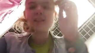 Creampie pussy. Squirting and fingering in public