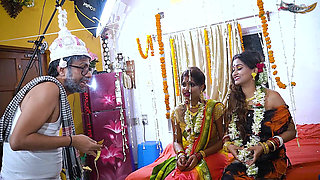 Tharki Sasurji Hardcore Threesome Fuck with Young Mallu Wife and Wife's Sister at Home Full Movie. Hindi Audio