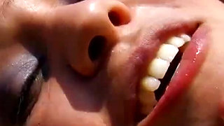 Brunette hottie pounded hard on the beach