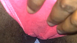 Flashing Rubbing My Tight Hairy Pussy Closeup