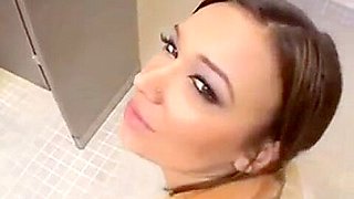 Beautiful tiny brunette anal on a public toilet
