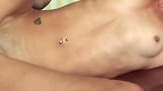 Long legged brunette teen gets slammed in the office