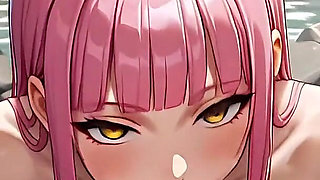 Cute Anime Girl Evi Pink Got Fun in the Steam Bath