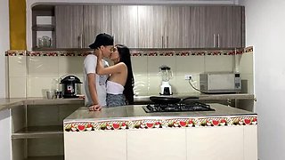 Hot Latina Amateur Fucked Hard in Kitchen - Big Cock Creampie & Lots of Cum