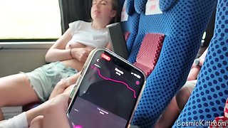 Risky! Girl Cums On Public Bus With Vibrator
