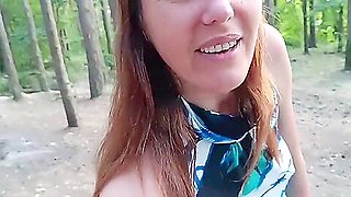 Wife And Husband Are Walking Naked And Fucking In The Woods