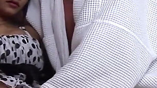 Young Asian with Hairy Pussy Sucks Big White Cock and Gets Fucked Hard