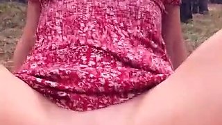 Babe from the woods is happy to show her freshly creampied asshole