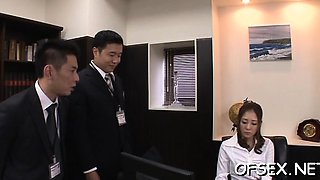 Gorgeous young chick seduces an aged boy in the office