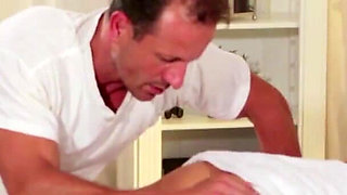 Brunette beauty having amazing massage