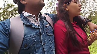 Indian Desi Girl Kissing And Boobs Press By Her Boyfriend In Forest