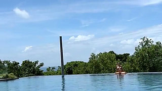 Teasing at the Pool in Micro Bikini, Swimming