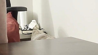 Man Cums on Table and Teen Step Daughter Rubs Her Pussy in It