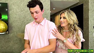 Stepson fucks his stepmom and his stepsister