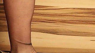 Classic-style Double-strap Slide Sandals with Metallic Gold Finish and Cork Footbed, Worn Barefoot