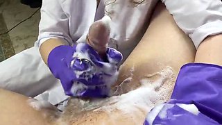 Nurse cleans my dick until cum comes out of my dick