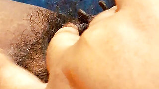 Hot sexy lonely maid fingering pussy by watching houseowner fucking video in kitchen