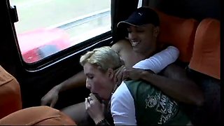 Lusty Latinas get banged on the bus in group sex