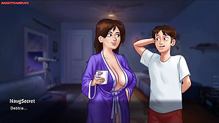 Sexy roommate Jenny getting nude showing her huge boobs, Huge Tits Slut teasing - Summertime Saga 09