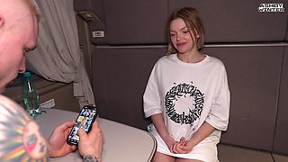 Unexpected Teen Sex on the Train. Wet T-shirt.