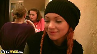 Redhead slut in public toilet fuck