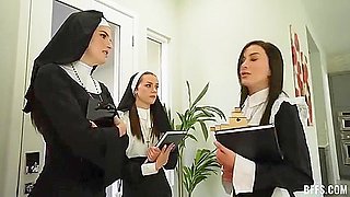 Selena Love, Natalie Brooks, Fiona Frost - Three Horny Nuns Fuck The Devil Out Of Him