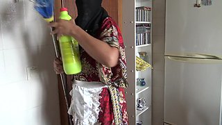Arab Maid Cleans Kitchen And Swallows Cum For Tips