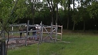 Perfect German Ladies Kissing in an Outdoor Show