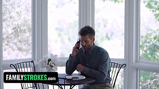 Haley Spades makes her stepdad's cock bare with her perky tits & tight pussy