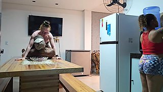 Stepdaughter Wants to Have Sex in the Kitchen but Sex Ends in the Bedroom
