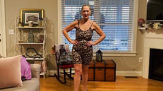 Nude GILF Model Dani D Mature Try on (tight Purple Bodysuit, Leopard Print Bodysuit)