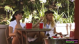 Lezzie party teenagers eat