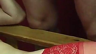 Blonde in Red Lingerie Bukkake with Cum Play