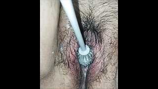 I have an orgasm deep cleaning my dirty sperm pussy