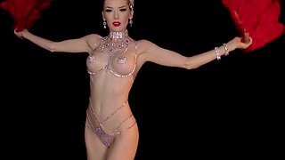 Shining burlesque babe reveals her jugs