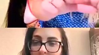 Brazilian lesbians chatting on webcam