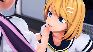 Hentai redhead gives blowjob and having sex