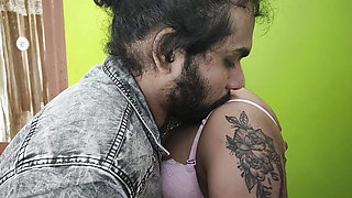 Vaishnavy Saree removal and bra show with boobs kiss and press by Sharun Raj, Mallu hot couple saree removal and boobs kiss,