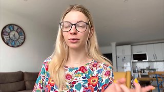 Platinum-blonde, dominant woman, podcast