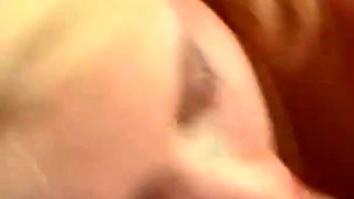 Blonde babe wearing fishnets gets cum on feet