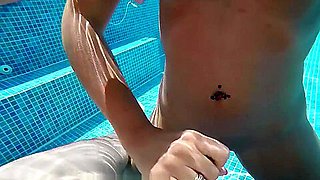 Hot Milf with Buttplug in the pool, fucked, big cumshot