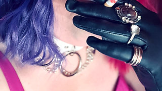 Your Sweetheart Tina Snua Smoking A Cork 100 Cigarette Wearing A Leather Dress & Gloves With Rings - Smoke