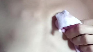 Sexy and hot boobs pressing and playing with lips