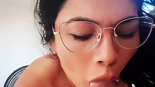 The first blowjob of a beautiful and shy nerd