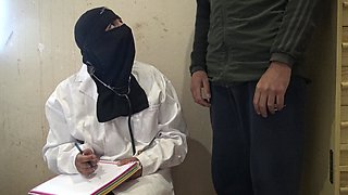 Naughty Female Muslim Doctor Gives a Handjob to One of Her Patients