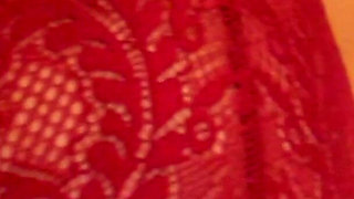Wifey Wears Sexy Red Lingerie with Her Perfect Tits