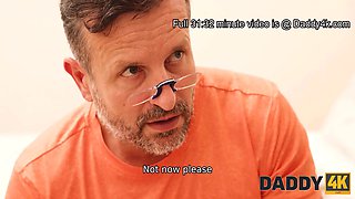 Daddy4k. babe drilled by bf's daddy while her man is studying vr headset