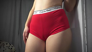 Girl in sports panties teases her sexy cameltoe - 4K