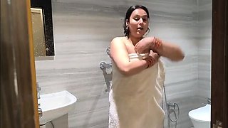 Desi Indian Couple Fucking Hard in Bathroom - Doggy Style with Long Legs Stretched